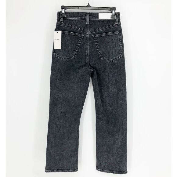 RE/DONE Womens 70's Crop Bootcut Jeans Size 26 US 2 Black Stoned Noir Denim NWT - Picture 8 of 13